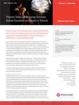 Polycom Video Conferencing Solutions Deliver Countown to Success in Schools National Space Centre