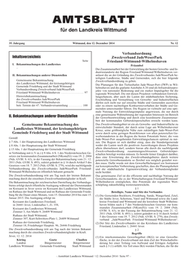 AMTSBLATT Für Den Landkreis Wittmund