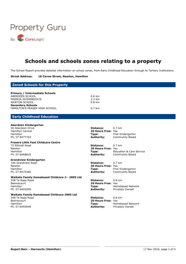 Schools and Schools Zones Relating to a Property