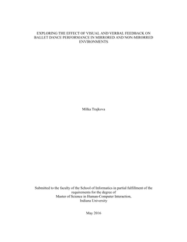 Exploring the Effect of Visual and Verbal Feedback on Ballet Dance Performance in Mirrored and Non-Mirorred Environments