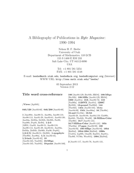 A Bibliography of Publications in Byte Magazine: 1990–1994
