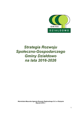 Strategia Rozwoju Społeczno-Gospodarczego Gminy Działdowo Na Lata 2016 -2026