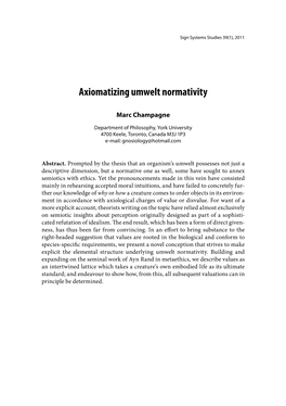 Axiomatizing Umwelt Normativity