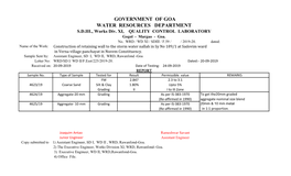 GOVERNMENT of GOA WATER RESOURCES DEPARTMENT S.D.III., Works Div