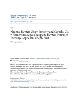 National Farmers Union Property and Casualty Co. V. Farmers Insurance Group and Farmers Insurance Exchange : Appellant's Reply Brief Utah Supreme Court