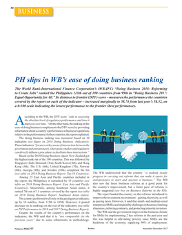 PH Slips in WB's Ease of Doing Business Ranking