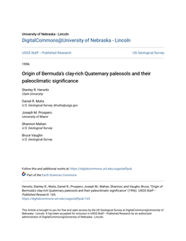 Origin of Bermuda's Clay-Rich Quaternary Paleosols and Their Paleoclimatic Significance