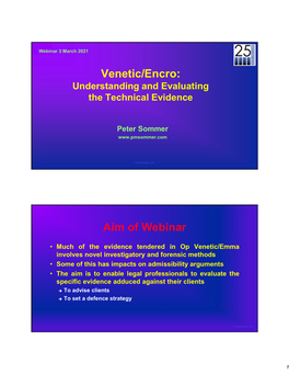 Venetic/Encro: Aim of Webinar