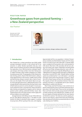 Thatcher (2019) Greenhouse Gases from Pastoral Farming – a New Zealand Perspective