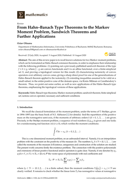 From Hahn–Banach Type Theorems to the Markov Moment Problem, Sandwich Theorems and Further Applications