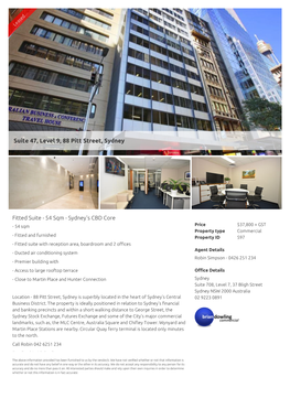 Suite 47, Level 9, 88 Pitt Street, Sydney