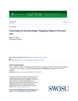 Three Rings for the Elven-Kings: Trilogizing Tolkien in Print and Film