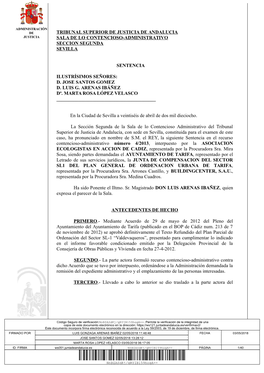 Tribunal Superior De Justicia De Andalucia Sala De Lo Contencioso-Administrativo Seccion Segunda Sevilla