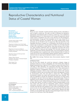 Reproductive Characteristics and Nutritional Status of Coastal Women