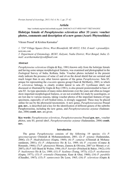 Article Holotype Female of Paraphytoseius Scleroticus After 33