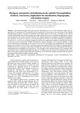 Phylogeny and Putative Hybridization in the Subtribe Paranepheliinae