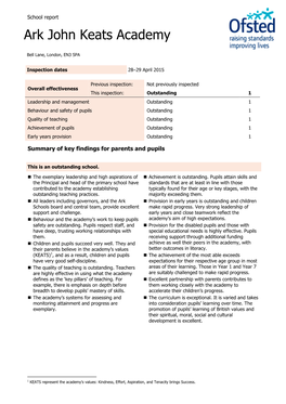 Inspection Report: Ark John Keats Academy, 28–29 April 2015 2 of 11