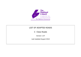 LIST of ADOPTED ROADS C Class Roads