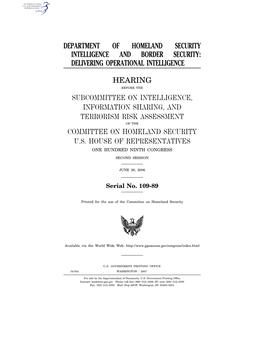 Department of Homeland Security Intelligence and Border Security: Delivering Operational Intelligence