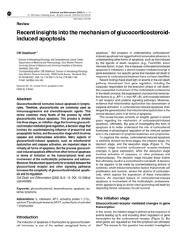 Recent Insights Into the Mechanism of Glucocorticosteroid- Induced Apoptosis