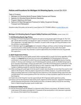 Michigan 4-H Shooting Sports Policies and Procedures, 2019.10