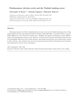 Parliamentary Election Cycles and the Turkish Banking Sector