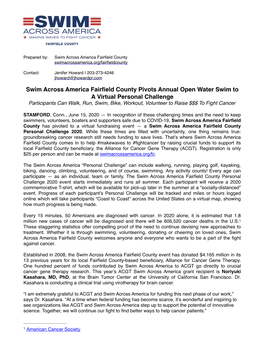 Swim Across America Fairfield County Pivots Annual Open Water Swim To