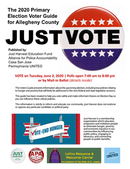 The 2020 Primary Election Voter Guide for Allegheny County