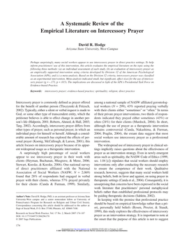 A Systematic Review of the Empirical Literature on Intercessory Prayer