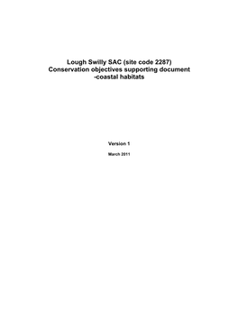 Lough Swilly SAC (Site Code 2287) Conservation Objectives Supporting Document -Coastal Habitats