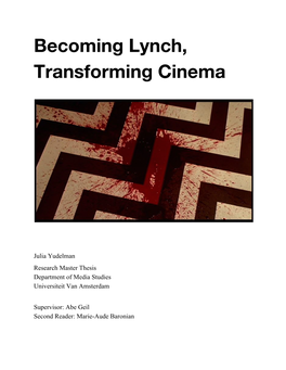 Becoming Lynch, Transforming Cinema