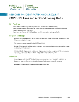 COVID-19: Fans and Air Conditioning Units