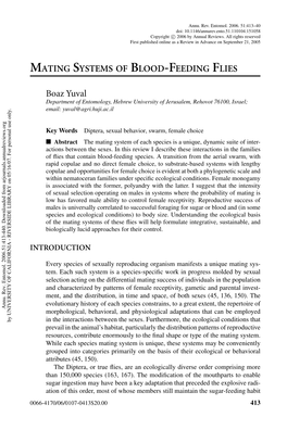 Mating Systems of Blood-Feeding Flies