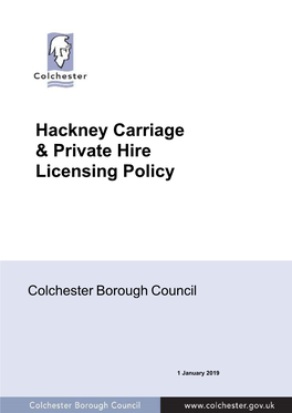 Hackney Carriage & Private Hire Licensing Policy