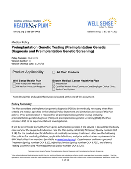 Preimplantation Genetic Testing (Preimplantation Genetic Diagnosis and Preimplantation Genetic Screening)