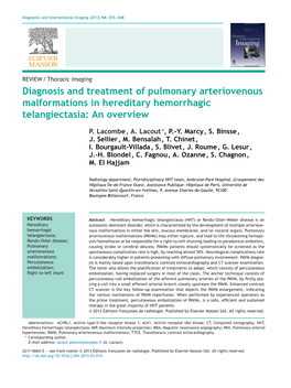 Diagnosis and Treatment of Pulmonary Arteriovenous Malformations In