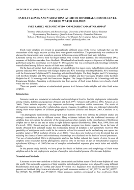 Habitat Zones and Variations at Mitochondrial Genome Level in Fresh Water Dolphin