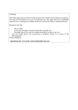 Copyright This Online Paper May Be Cited Or Briefly Quoted in Line with the Usual Academic Conventions. You May Also Download It