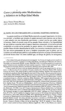 Corso Y Piratería Entre Mediterráneo Y Atlántico En La Éaja Edad Media