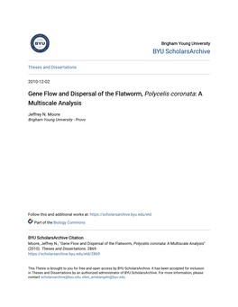 Gene Flow and Dispersal of the Flatworm, <Em>Polycelis Coronata