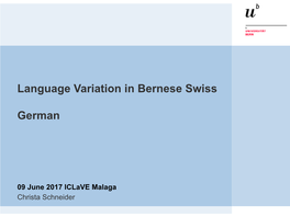 Language Variation in Bernese Swiss German