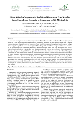 Minor Volatile Compounds in Traditional Homemade Fruit