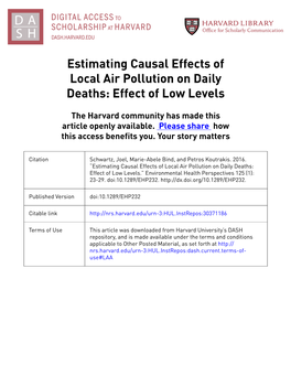 Estimating Causal Effects of Local Air Pollution on Daily Deaths: Effect of Low Levels
