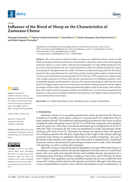 Influence of the Breed of Sheep on the Characteristics of Zamorano Cheese