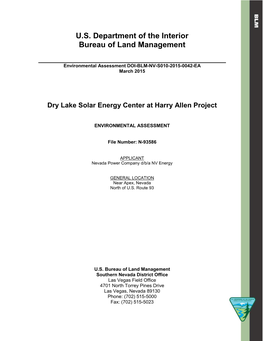 Dry Lake Solar Energy Center at Harry Allen Project