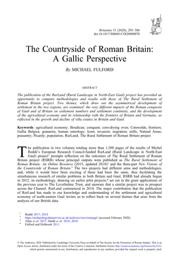 The Countryside of Roman Britain: a Gallic Perspective by MICHAEL FULFORD