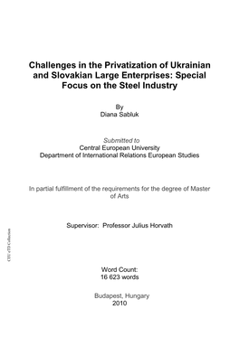 Challenges in the Privatization of Ukrainian and Slovakian Large