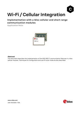 Wi-Fi / Cellular Integration Implementation with U-Blox Cellular and Short Range Communication Modules Application Note