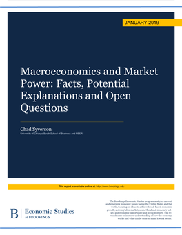 Macroeconomics and Market Power: Facts, Potential Explanations and Open Questions