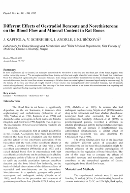 Different Effects of Oestradiol Benzoate and Norethisterone on the Blood Flow and Mineral Content in Rat Bones